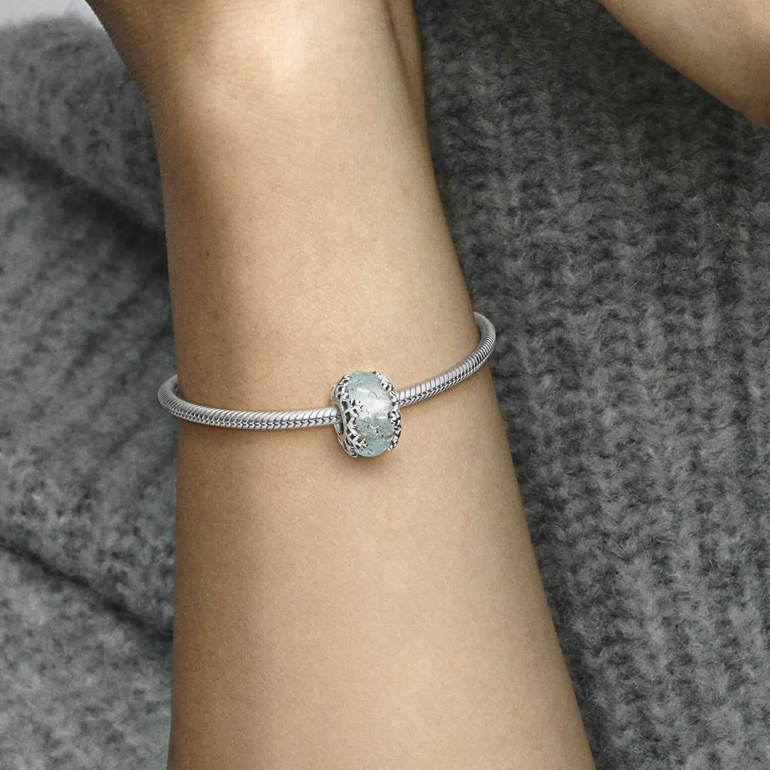 Pandora Charm Femme Murano Flocon de Neige Bleu Hivernal Moments | Femme Charms