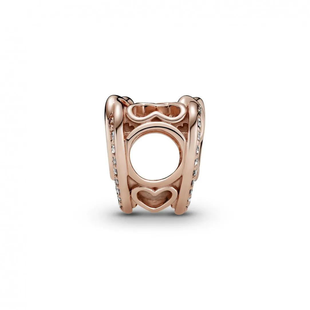 Pandora Charm Métal doré à l'or rose fin 585/1000 Cœurs Entrelacés Scintillant Bijoux | Femme Charms