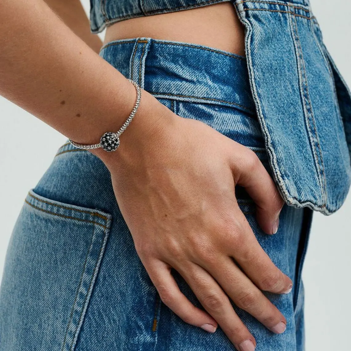Pandora Charm Noir Rond Pavé Scintillant | Femme Charms