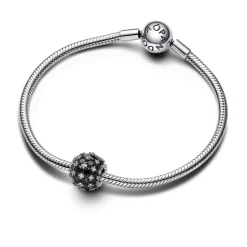 Pandora Charm Noir Rond Pavé Scintillant | Femme Charms