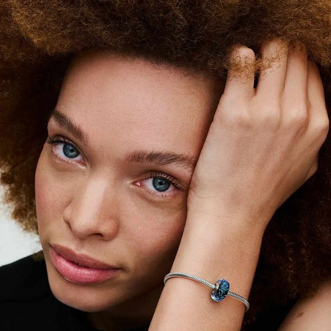 Pandora Charm Océan Verre de Murano Bleu Foncé Ondulé Colours | Femme Charms