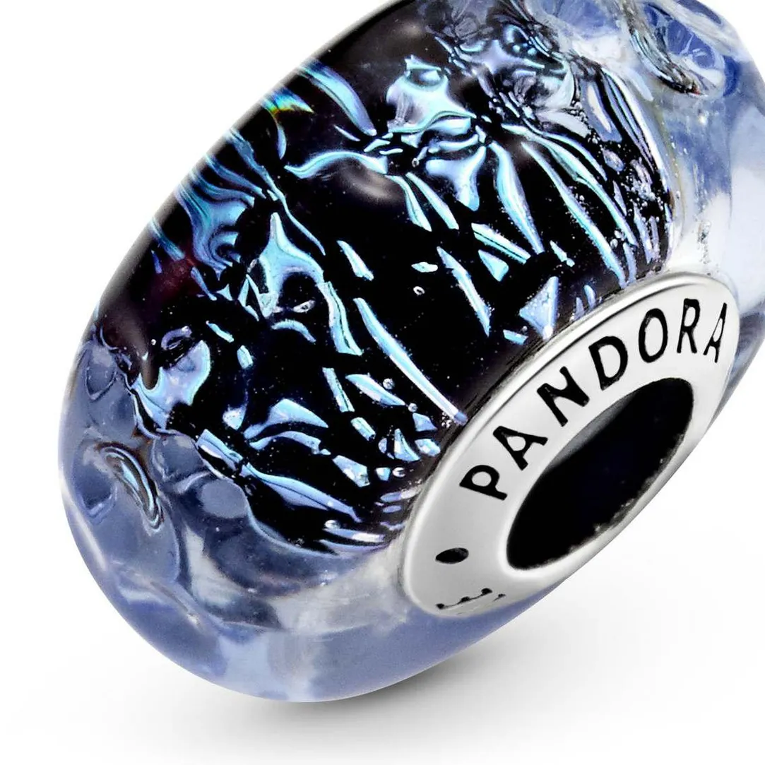 Pandora Charm Océan Verre de Murano Bleu Foncé Ondulé Colours | Femme Charms