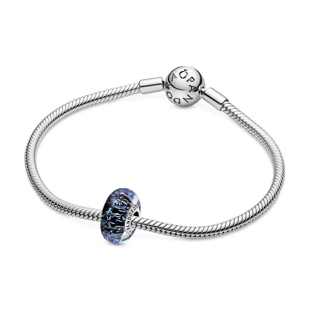 Pandora Charm Océan Verre de Murano Bleu Foncé Ondulé Colours | Femme Charms