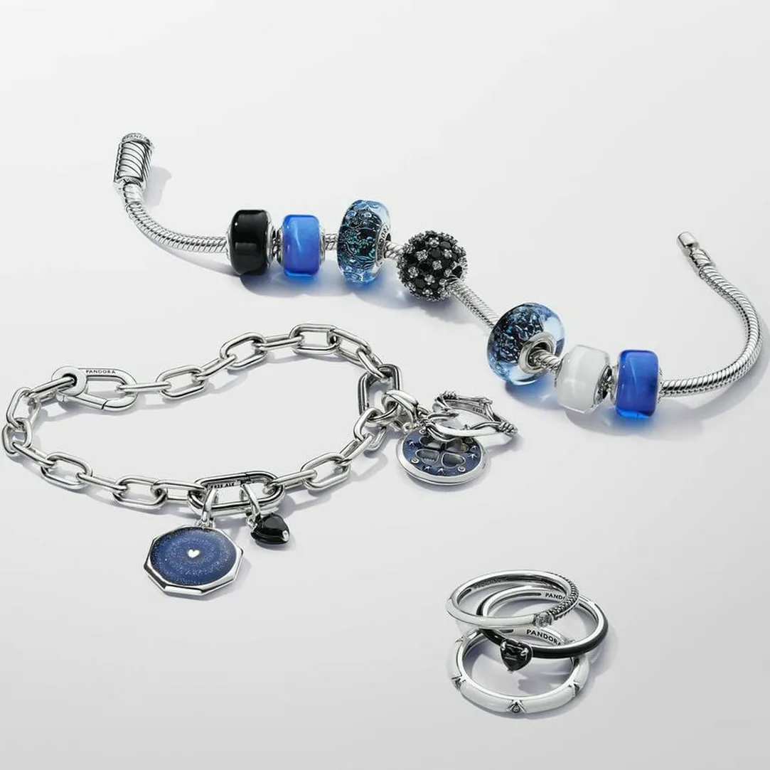Pandora Charm Océan Verre de Murano Bleu Foncé Ondulé Colours | Femme Charms
