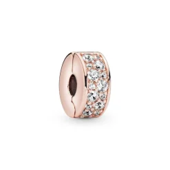Pandora Charm 781817CZ - Charm Clip Élégance Brillante Métal doré à l’Or Rose fin 585/1000ᵉ | Femme Charms