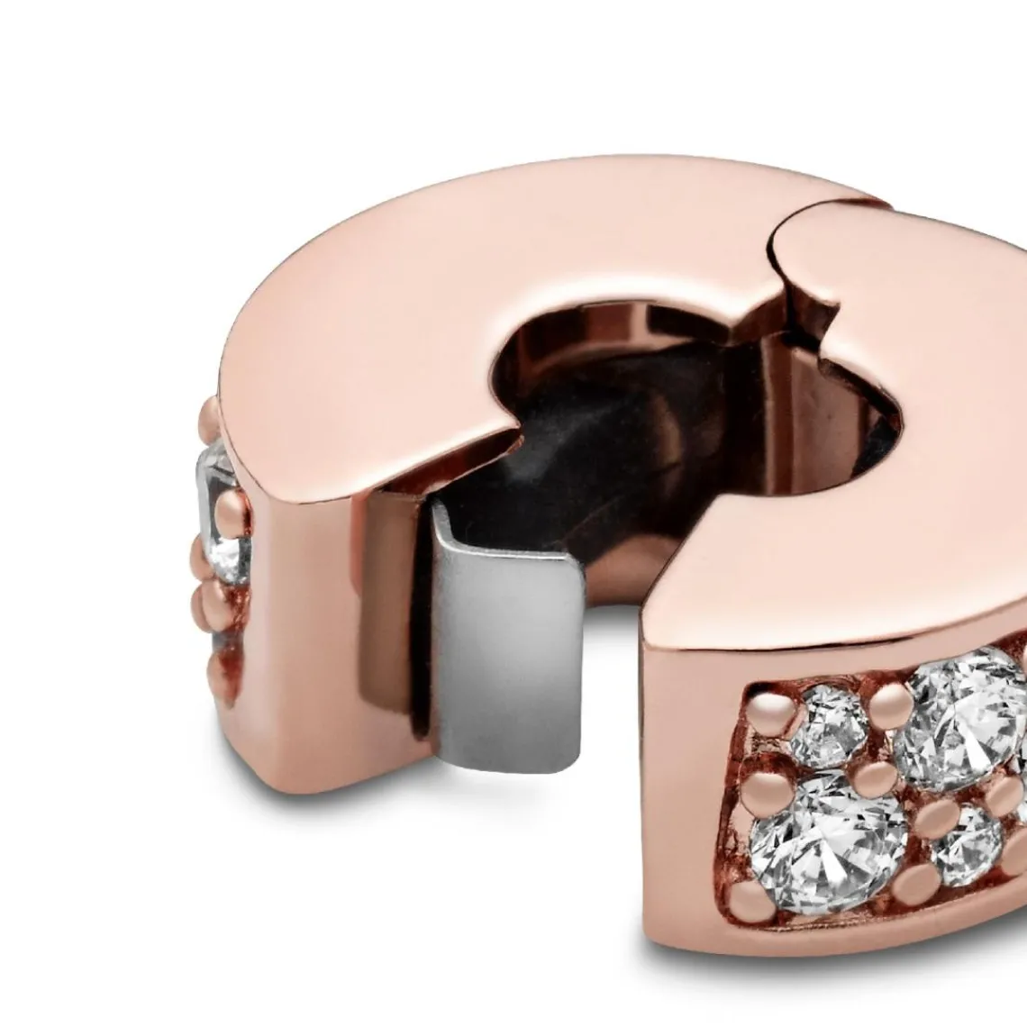 Pandora Charm 781817CZ - Charm Clip Élégance Brillante Métal doré à l’Or Rose fin 585/1000ᵉ | Femme Charms