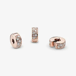 Pandora Charm 781817CZ - Charm Clip Élégance Brillante Métal doré à l’Or Rose fin 585/1000ᵉ | Femme Charms