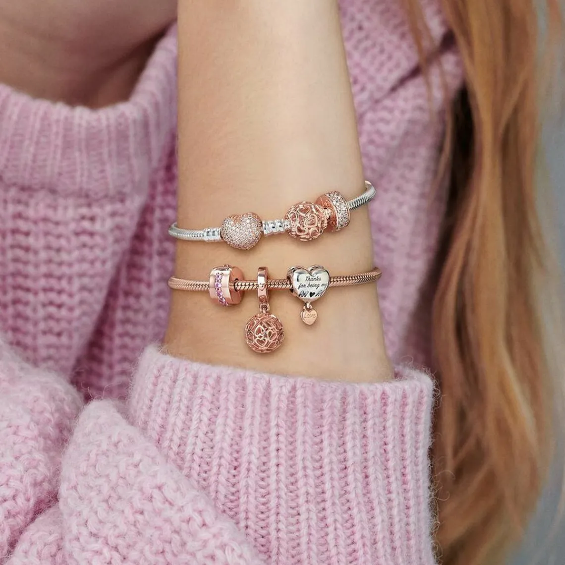 Pandora Charm 781817CZ - Charm Clip Élégance Brillante Métal doré à l’Or Rose fin 585/1000ᵉ | Femme Charms