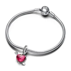 Pandora Charm Pendant Cœur Rouge et Flèche en Verre de Murano | Femme Charms