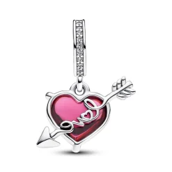 Pandora Charm Pendant Cœur Rouge et Flèche en Verre de Murano | Femme Charms