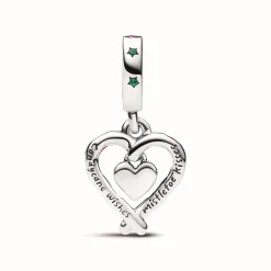 Pandora Charm Pendant de Noël Double Cœur en Sucre d’Orge | Femme Charms