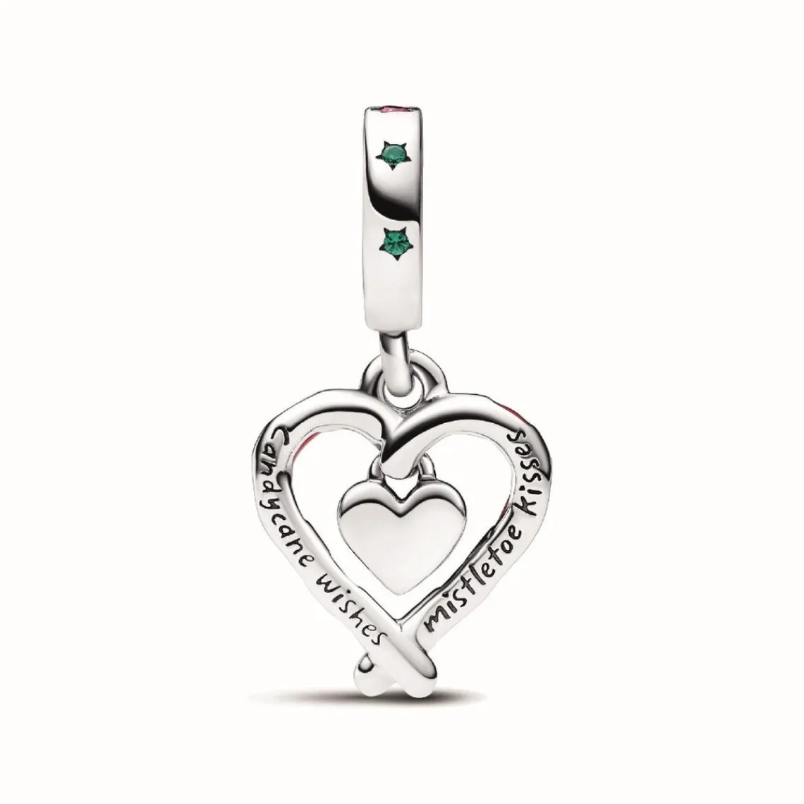 Pandora Charm Pendant de Noël Double Cœur en Sucre d’Orge | Femme Charms