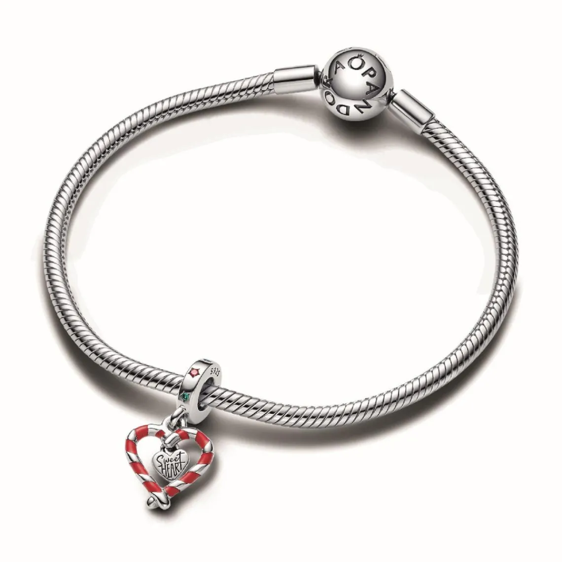 Pandora Charm Pendant de Noël Double Cœur en Sucre d’Orge | Femme Charms
