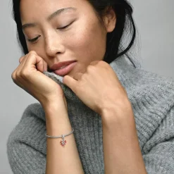 Pandora Charm Pendant de Noël Double Cœur en Sucre d’Orge | Femme Charms