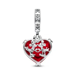 Pandora Charm Pendant Disney X - Murano Rouge Baiser de Mickey et Minnie | Femme Charms