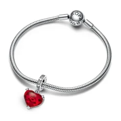Pandora Charm Pendant Disney X - Murano Rouge Baiser de Mickey et Minnie | Femme Charms