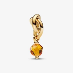Pandora Charm Pendant doré avec cristal de couleur miel | Femme Charms