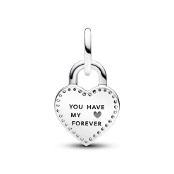 Pandora Charm Pendant Double Cadenas Cœur Barre Pivotante Bimatière | Femme Charms