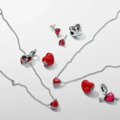 Pandora Charm Pendant Double Cœur Rouge et Serrure | Femme Charms