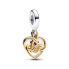 Pandora Charm Pendant Double Maman Gravable Diamant de Synthèse | Femme Charms
