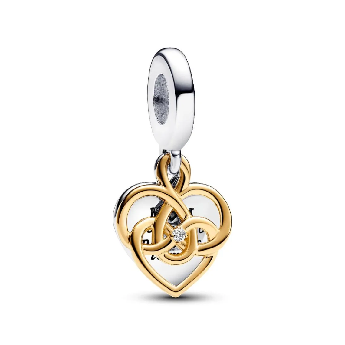 Pandora Charm Pendant Double Maman Gravable Diamant de Synthèse | Femme Charms