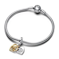 Pandora Charm Pendant Double Maman Gravable Diamant de Synthèse | Femme Charms