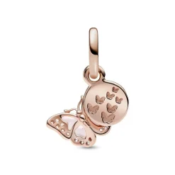Pandora Charm Pendant Double - Papillon Rose et Citation | Femme Charms