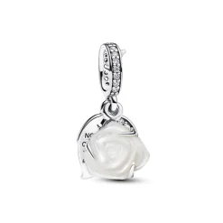 Pandora Charm Pendant Double Rose Épanouie Blanche | Femme Charms