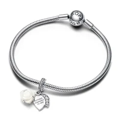 Pandora Charm Pendant Double Rose Épanouie Blanche | Femme Charms