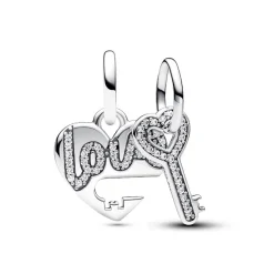 Pandora Charm Pendant Double Séparable Cœur et Clé | Femme Charms