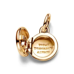 Pandora Charm Pendant Médaillon Amour Ouvrable et Gravable Doré | Femme Charms