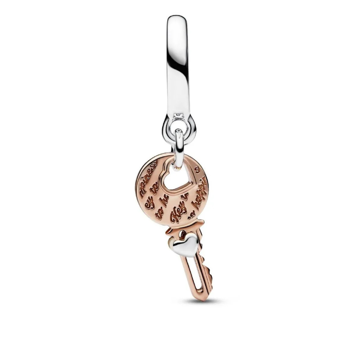 Pandora Charm Pendant - Bimatière Cœur Coulissant et Clef | Femme Charms