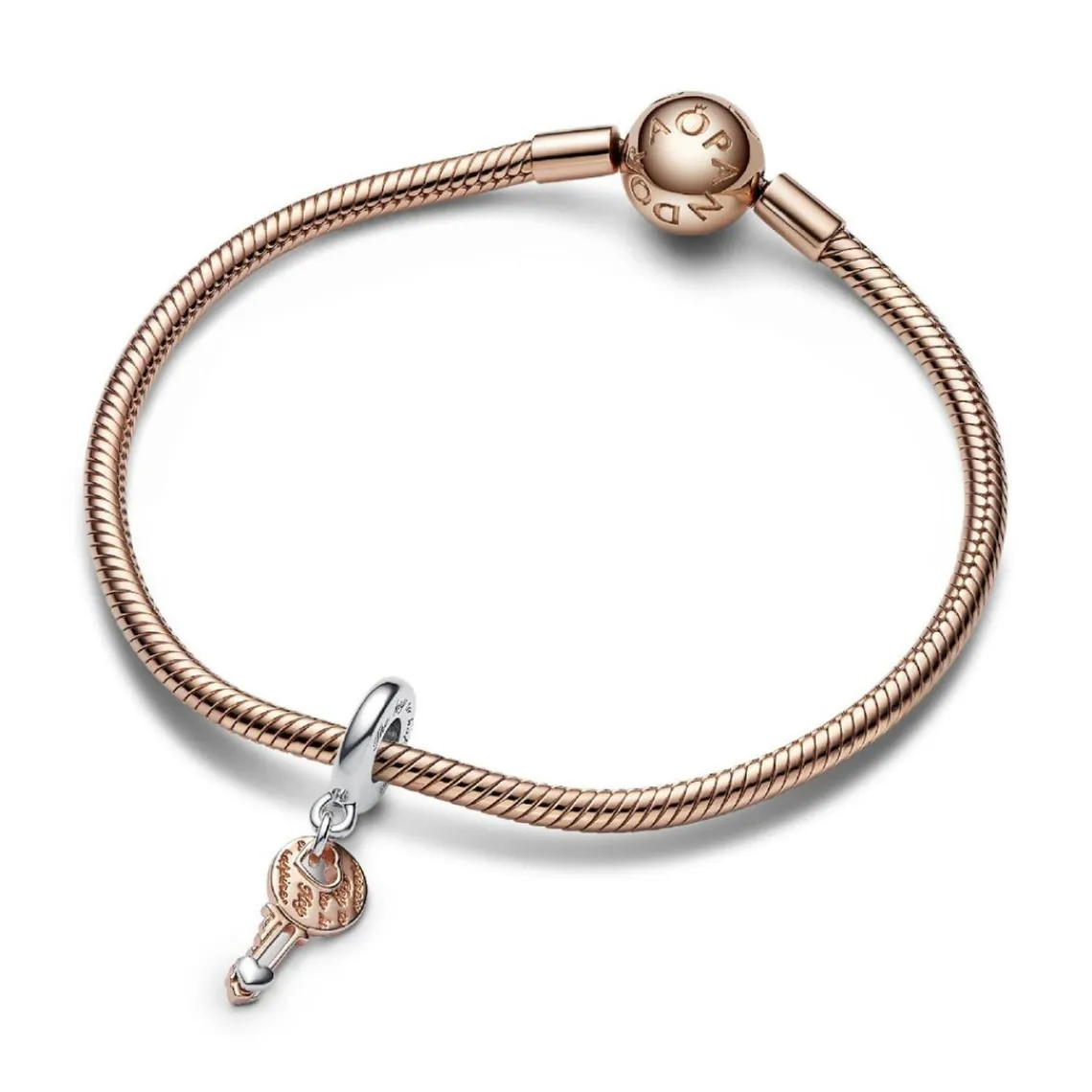 Pandora Charm Pendant - Bimatière Cœur Coulissant et Clef | Femme Charms