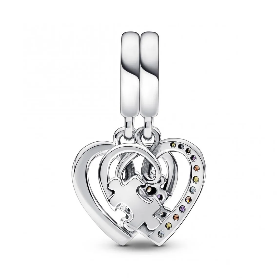Pandora Charm Pendant Séparable Cœurs et Pièces de Puzzle de l’Amitié | Femme Charms