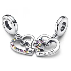 Pandora Charm Pendant Séparable Cœurs et Pièces de Puzzle de l’Amitié | Femme Charms