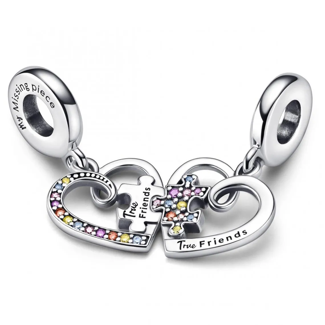 Pandora Charm Pendant Séparable Cœurs et Pièces de Puzzle de l’Amitié | Femme Charms