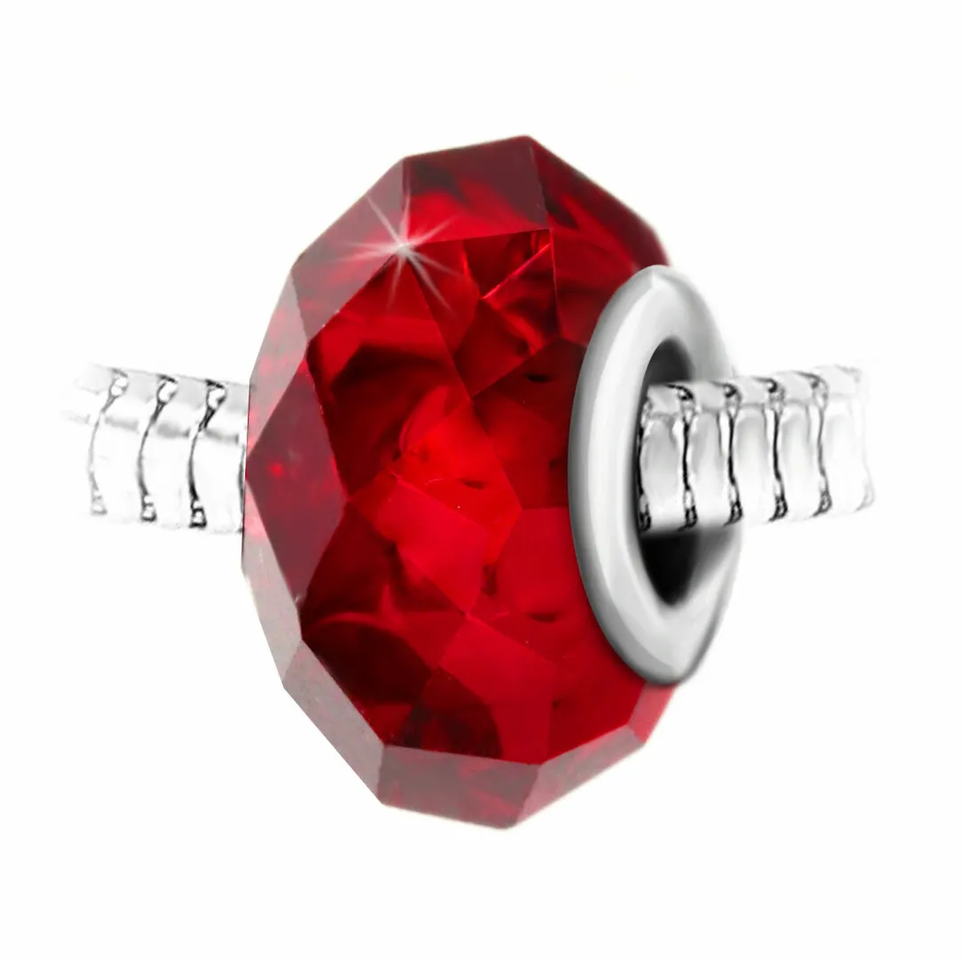 So Charm Bijoux Charm perle cristal rouge à facettes et acier par SC Crystal BEA0011 | Femme Charms