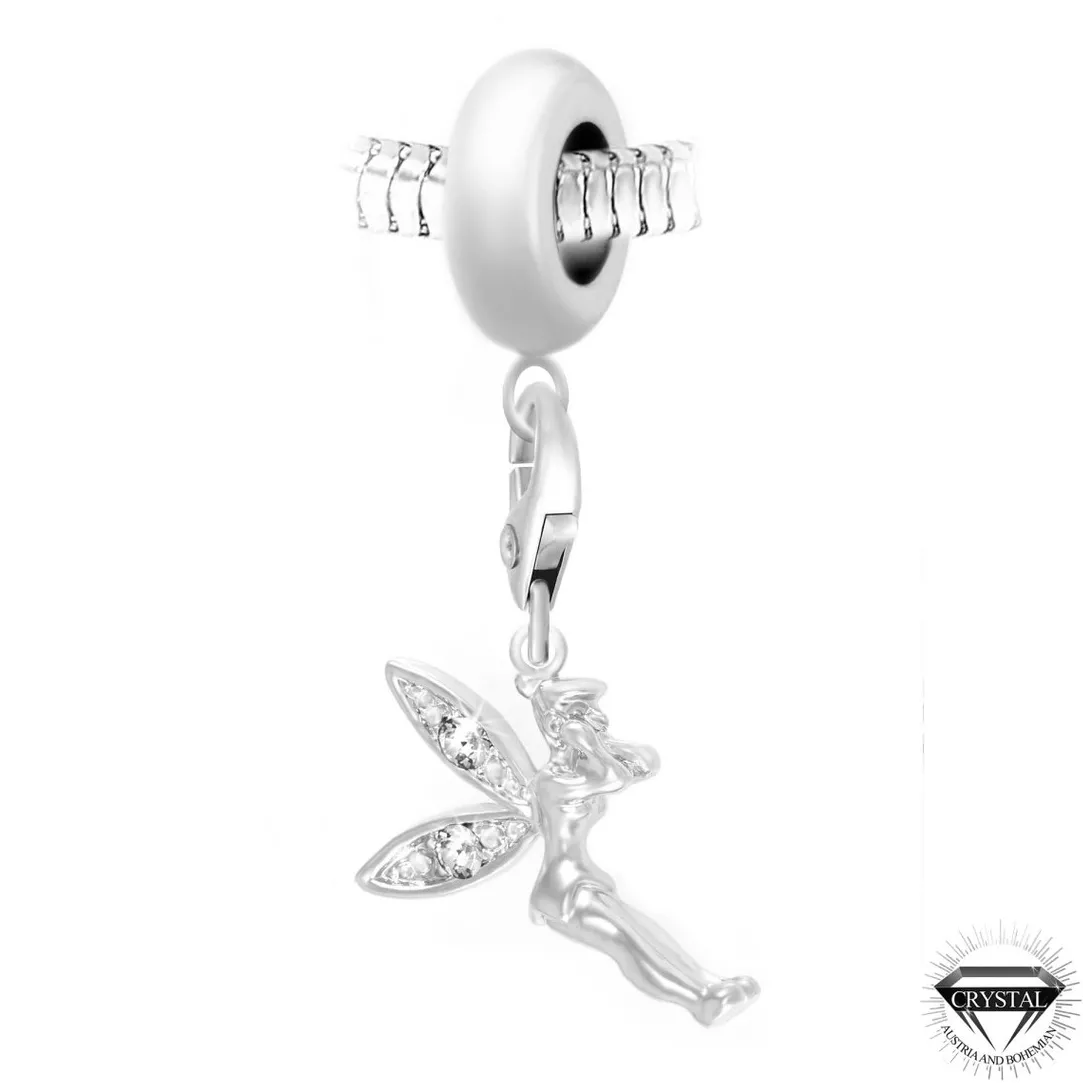 So Charm Bijoux Charm perle fée par SC Crystal Paris® orné de cristaux Swarovski par SC Crystal BEA0044+CH0167-ARGENT-BLANC | Femme Charms
