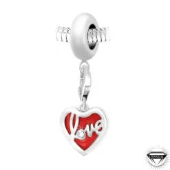 So Charm Bijoux Charm perle love dans c?ur orné de cristaux Swarovski par SC Crystal Paris® BEA0044+CH0384-argent | Femme Charms