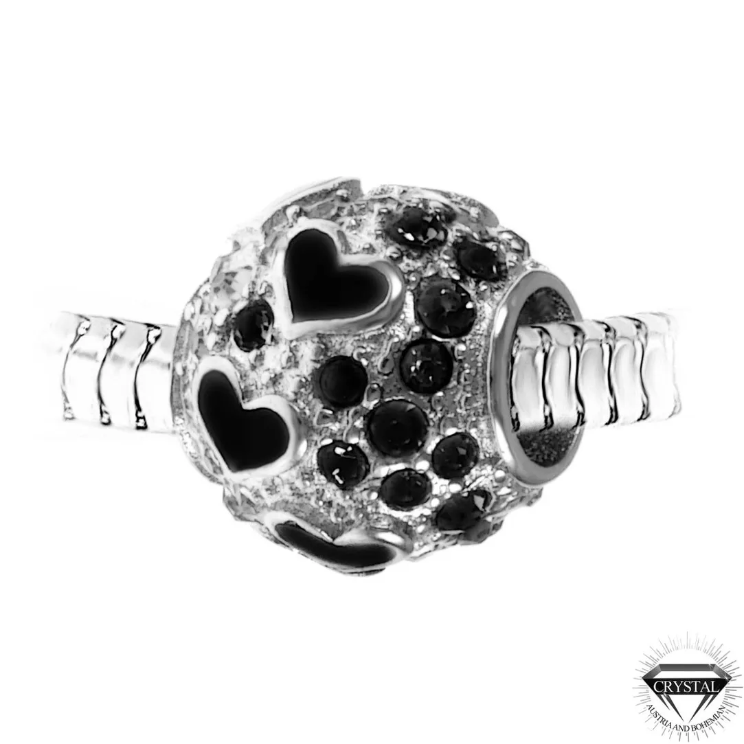 So Charm Bijoux Charm perle orné de cristaux de Bohème par SC Crystal BEA0209-NOIR | Femme Charms