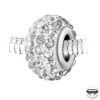 So Charm Bijoux Charm perle pavé de cristaux blancs et acier par SC Crystal BEA0031 | Femme Charms