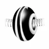 So Charm Bijoux Charm perle spirale verre noir et blanc décoré main et acier par SC Crystal BEA0026 | Femme Charms