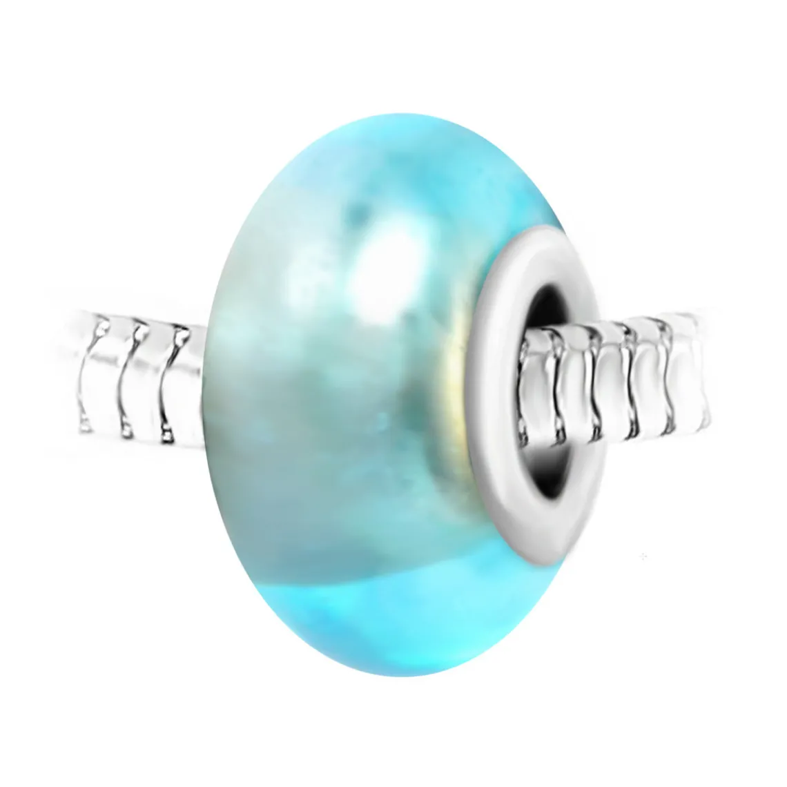 So Charm Bijoux Charm perle verre bleu et acier par SC Crystal BEA0141 | Femme Charms