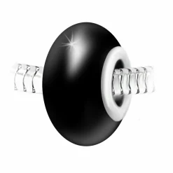 So Charm Bijoux Charm perle verre nacré noir et acier par SC Crystal | Femme Charms