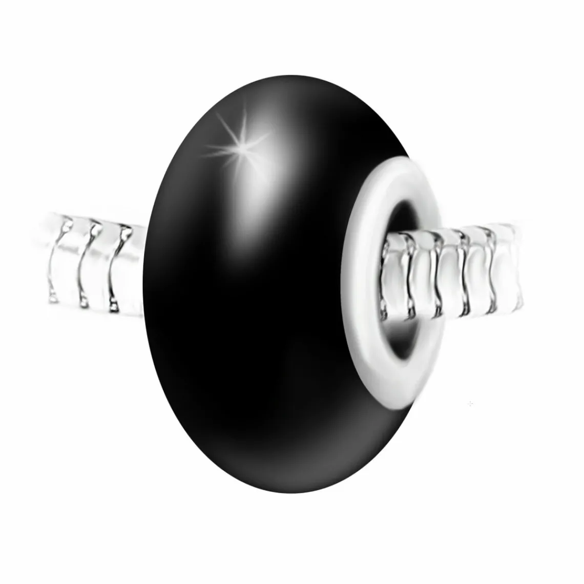 So Charm Bijoux Charm perle verre nacré noir et acier par SC Crystal | Femme Charms