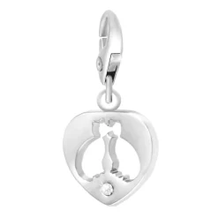 So Charm Bijoux Charms Et Perles So Charm - CH0462-ARGENT - Charm Coeur Chat | Femme Charms