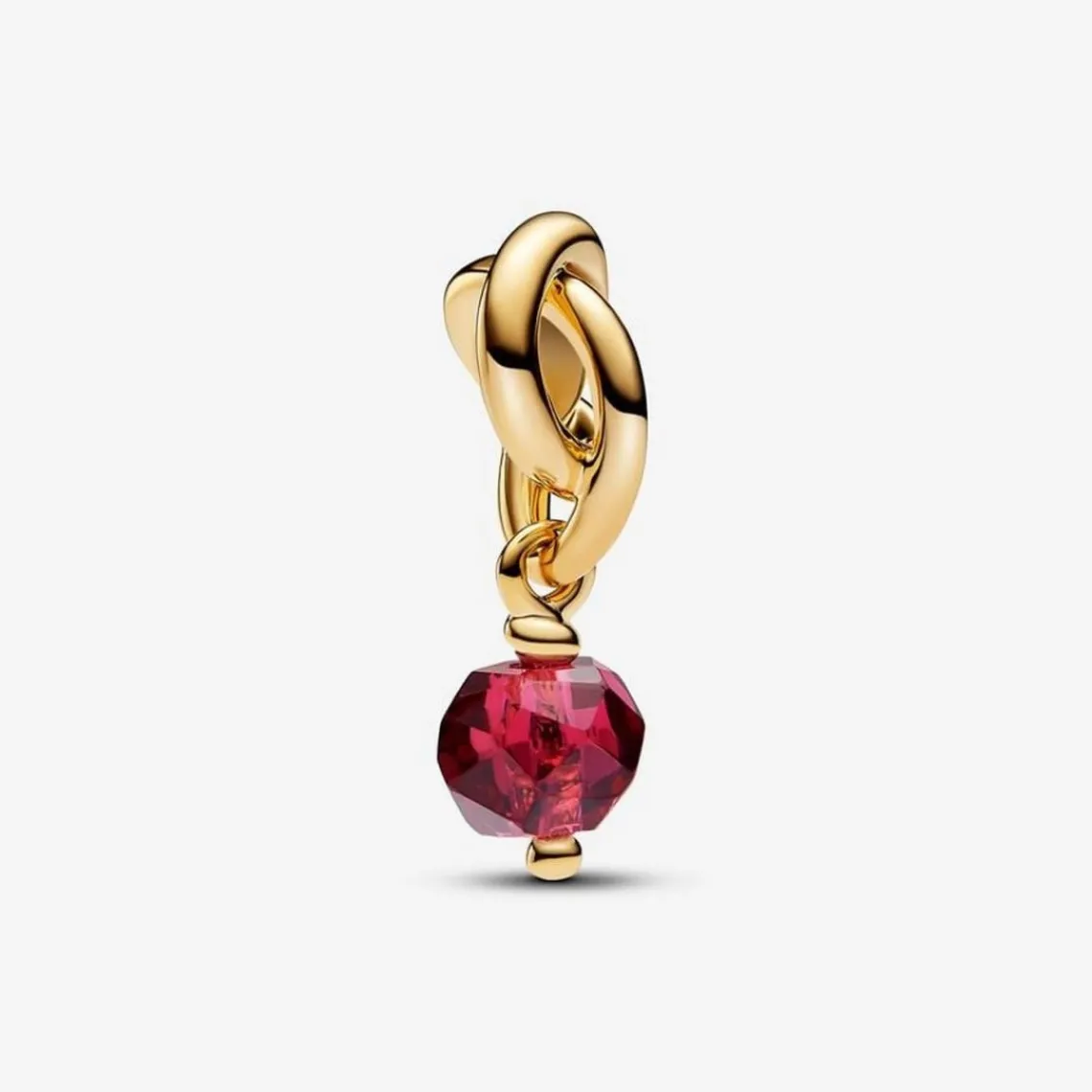 Pandora Charms Pendant Doré avec Véritable Cristal Rouge | Femme Charms