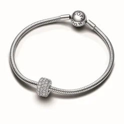 Pandora Charm Triple Rang Pavé Scintillant - Moments Argent | Femme Charms