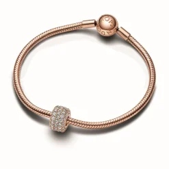 Pandora Charm Triple Rang Pavé Scintillant - Moments Doré Rose | Femme Charms