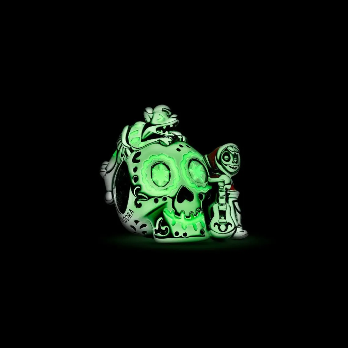 Pandora Charm Tête de Mort Luminescente Miguel et Dante du film Coco des studios Disney Pixar | Femme Charms